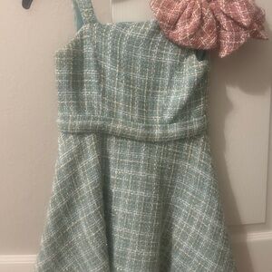 Elegant Kids Tweed Dress with Pink Accent